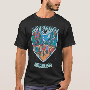 Camiseta Wyoming En Michigan Viaje Corazón De Souvenir