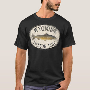 Camiseta Wyoming Jackson Hole Trout Fish Fly Fishing Vintag