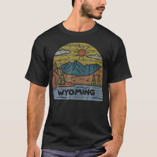 Camiseta Wyoming WY El Cowboy State National Parques Retro 