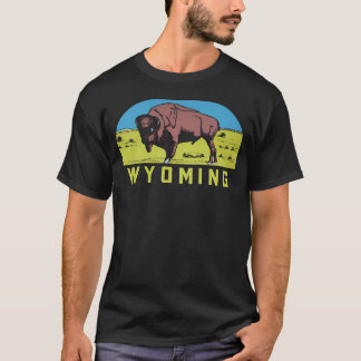 Camiseta Wyoming Wy State Bison Buffalo Vintage Travel Deca