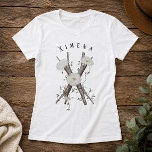 Camiseta 'X' con flores y enredaderas de monograma