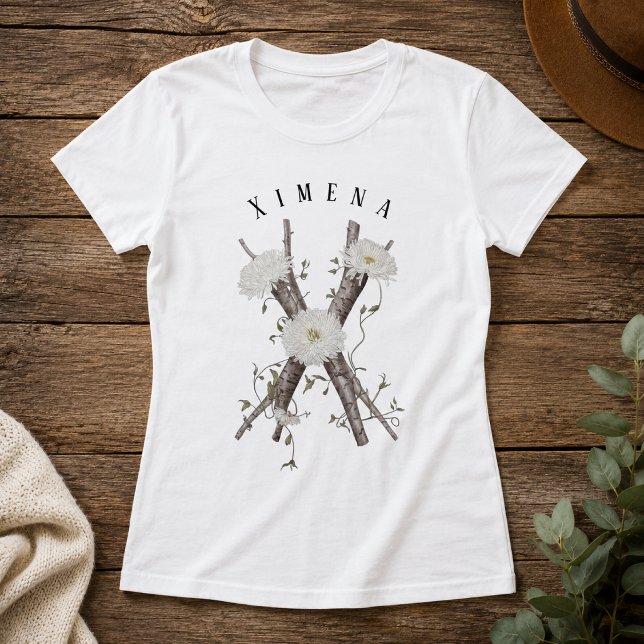 Camiseta 'X' con flores y enredaderas de monograma (Subido por el creador)