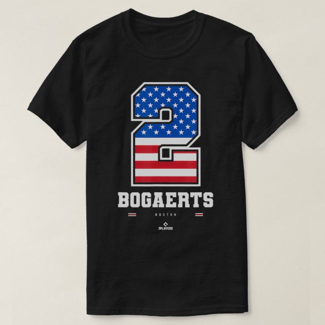 Camiseta Xander Bogaerts Número de Bandera de Estados Unido (Diseño del anverso)