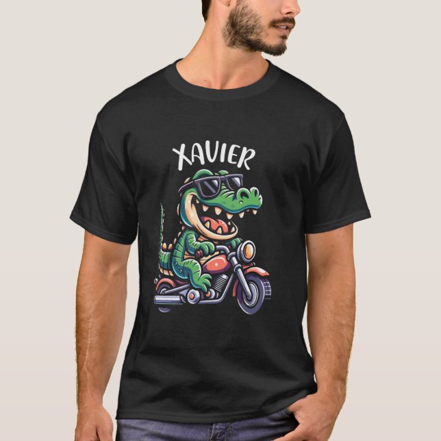 Camiseta Xavier Alligator Motorcycle Design para niños Nomb (Anverso)