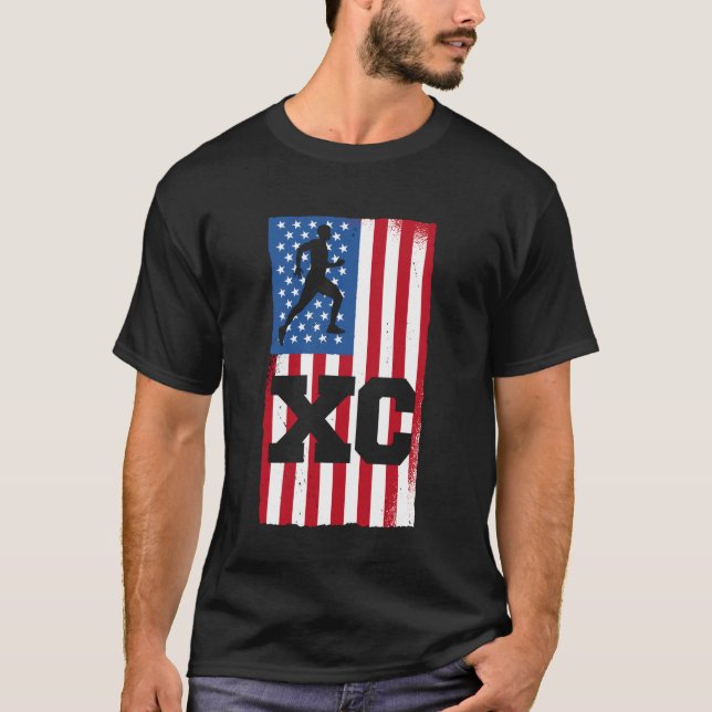 Camiseta XC Runner Patriotic American Flag Cross Country Ru (Anverso)