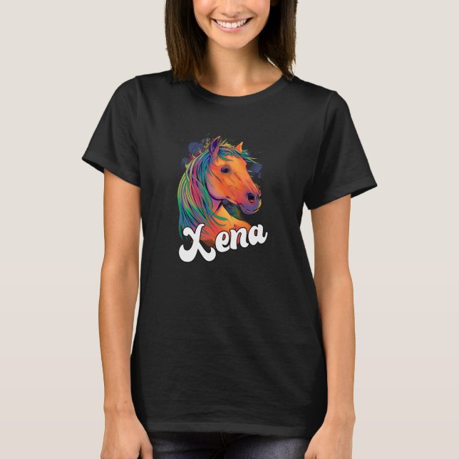 Camiseta XENA Adorable nombre chica con hermoso caballo (Anverso)
