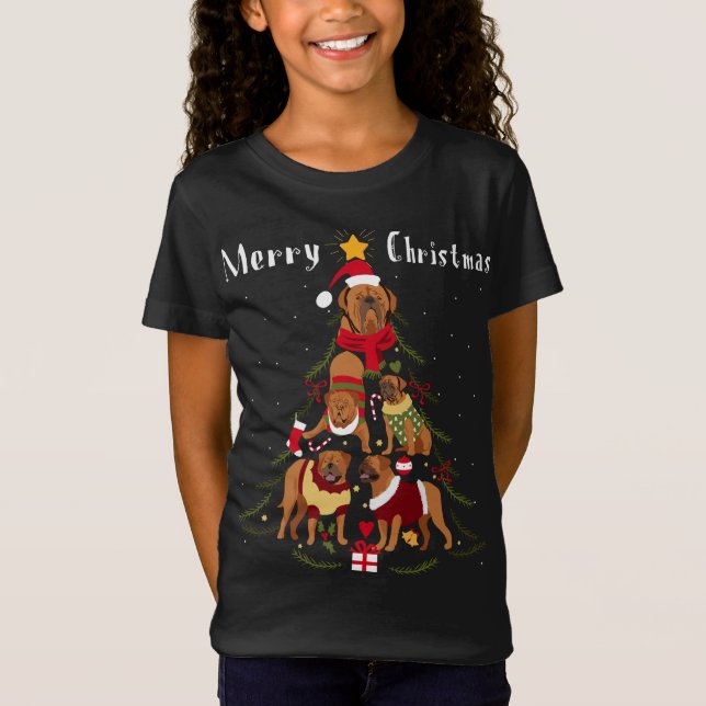 Camiseta Xm: el árbol de Navidad de Mastiff de Burdeos (Anverso)
