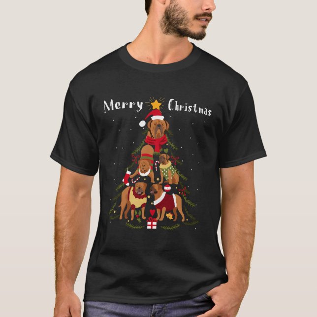 Camiseta Xm: el árbol de navidad de Mastiff Dogue de Bordea (Anverso)