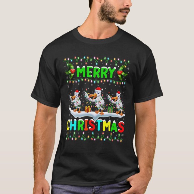 Camiseta Xmas Albatross Bird Iluminación Santa Feliz Navida (Anverso)
