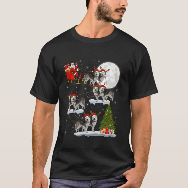 Camiseta Xmas alude a Santa Riding Alaskan Malamute Perro C (Anverso)