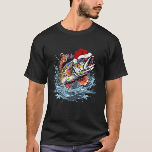 Camiseta Xmas alumbra a Navidades pesqueros de peces de San (Anverso)