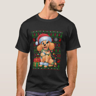 Camiseta Xmas alumbra feos Santa Hat Toy Poodle Dog Christm