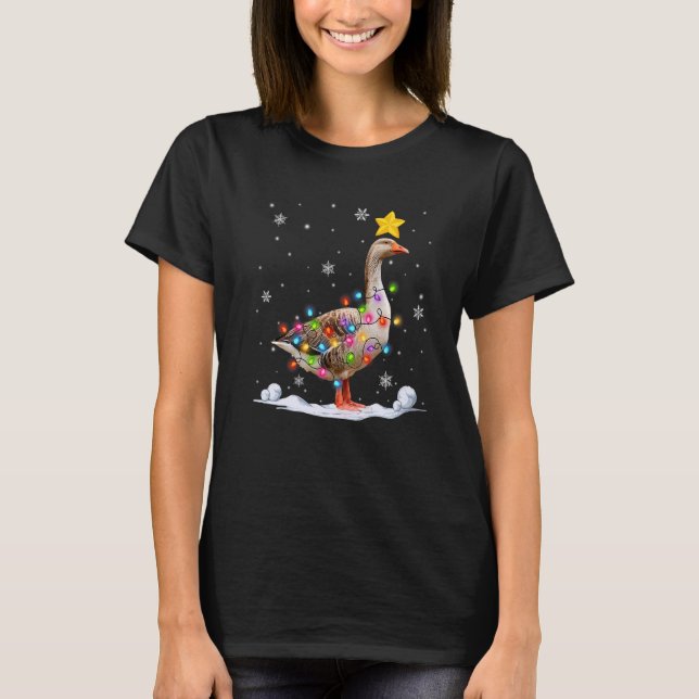 Camiseta Xmas Animales de oca Nochebuena Iluminaciones de á (Anverso)