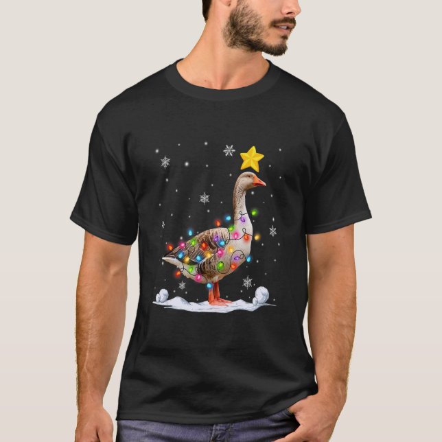 Camiseta Xmas Animales de oca Nochebuena Iluminaciones de á (Anverso)
