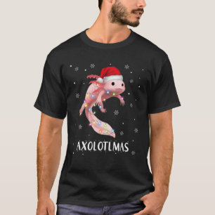 Camiseta Xmas Axolotlmas Navidades de pescado Encenden blan