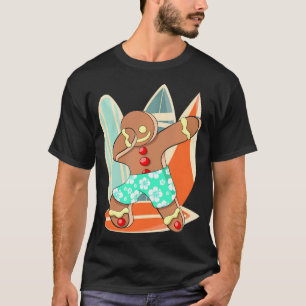Camiseta Xmas Beach Boy Dabbing Gingerbread Man Navidades