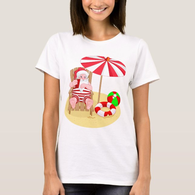 Camiseta xmas beach santa claus (Anverso)