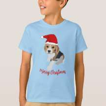XMAS BEAGLE PUPPY DOG EN RED SANTA HAT NAVIDADES T