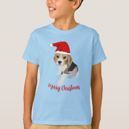 CAMISETA XMAS BEAGLE PUPPY DOG EN RED SANTA HAT NAVIDADES T