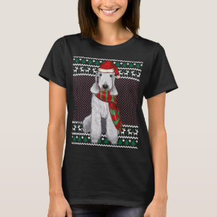 Camiseta Xmas Bedlington Terrier Dog Santa Hat Fea Navidad