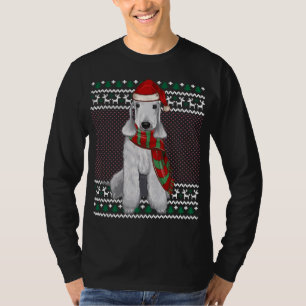 Camiseta Xmas Bedlington Terrier Dog Santa Hat Fea Navidad