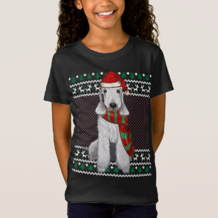 Camiseta Xmas Bedlington Terrier Dog Santa Hat Fea Navidad