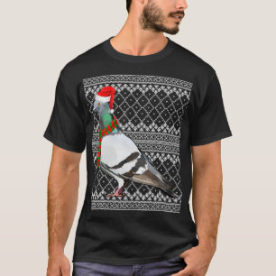Camiseta Xmas Bird Santa Hat Pigeon Navidades feos