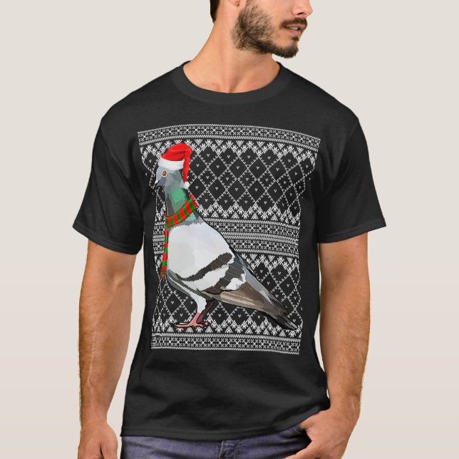 Camiseta Xmas Bird Santa Hat Pigeon Navidades feos (Anverso)