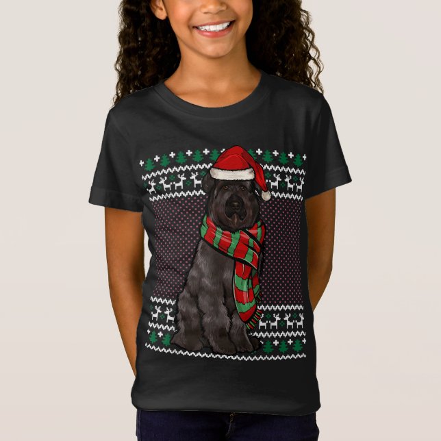 Camiseta Xmas Bouvier des Flandres Dog Santa Hat Feo Chris (Anverso)