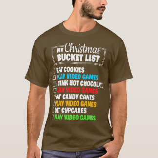 Camiseta Xmas Bucket List Funny Gamer Video Games Boys Chri