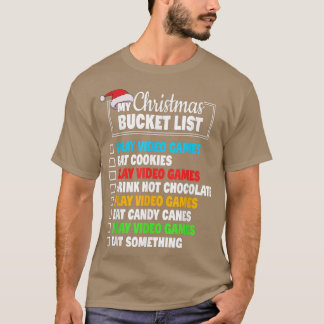 Camiseta Xmas Bucket List Santa Hat Funny Video Gamer Boys