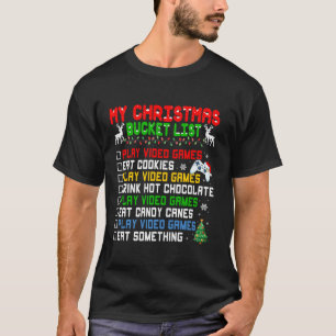 Camiseta Xmas Bucket List Santa Hat Funny Video Gamer Chris