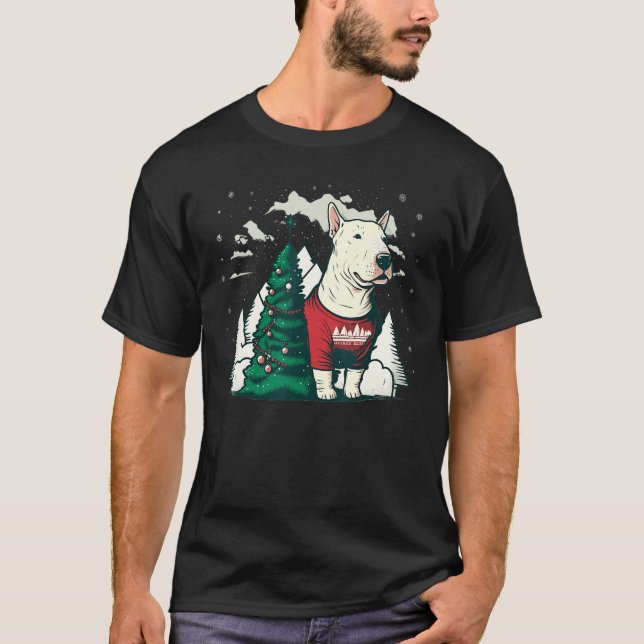 Camiseta Xmas Bull Terrier Santa sobre Navidades Bull Terri (Anverso)