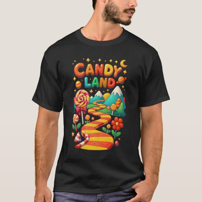 Camiseta Xmas Candy Land Rainbow Trail Candy Cane Merry Chr (Anverso)