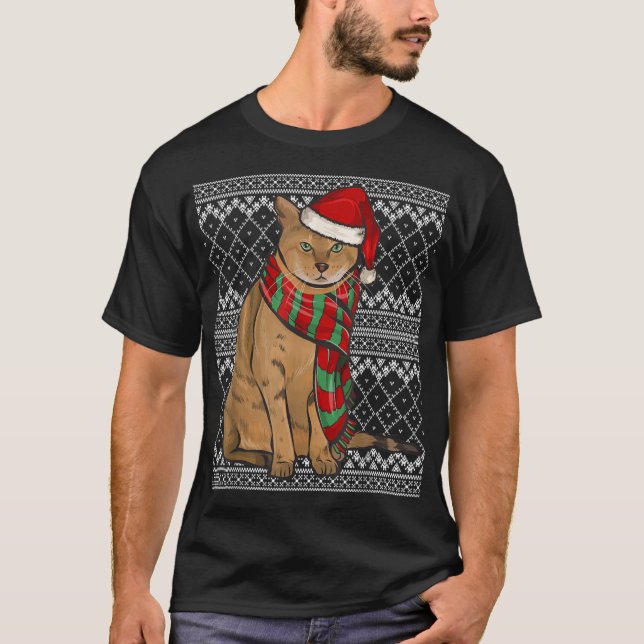 Camiseta Xmas Chausie Cat Santa Claus Gorra Ugly C (Anverso)