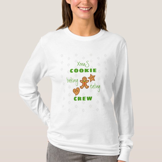 Camiseta XmaS Cookie Baking&Eating Crew-Green texto (Anverso)