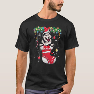 Camiseta Xmas cute Perro Husky Siberiano en Navidades Stock