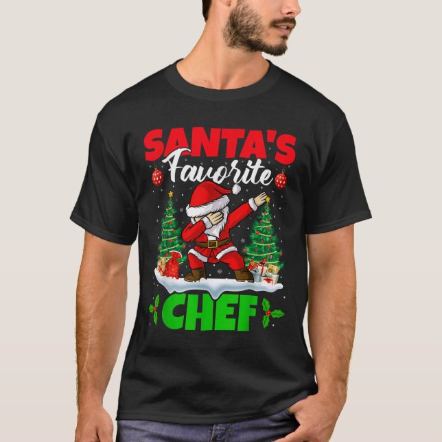 Camiseta Xmas Dabbing Santa's Favorite Chef Christmas  (Anverso)