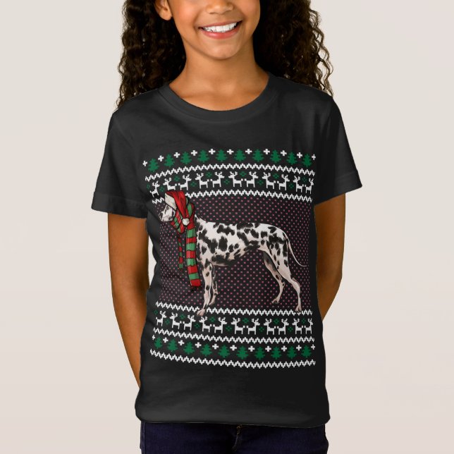 Camiseta Xmas Dalmatia Perro Santa Hat Feo Navidades (Anverso)