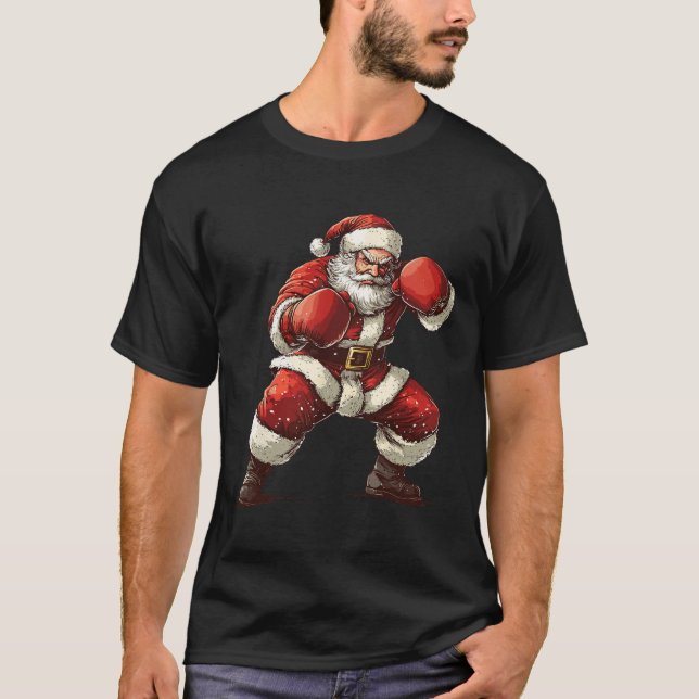 Camiseta Xmas de boxeo de Santa Boxeo Mma Muay Cristo (Anverso)