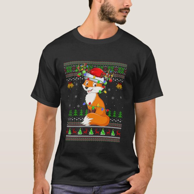 Camiseta Xmas de Fox feo iluminando a Navidades de Santa Fo (Anverso)