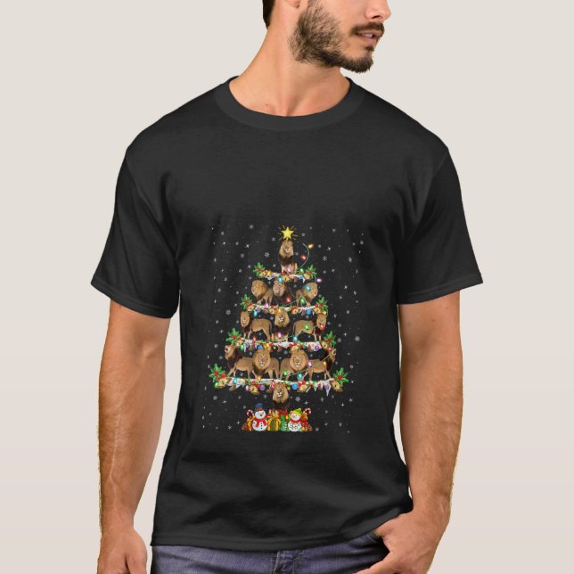 Camiseta Xmas de León iluminando el árbol navideño de Santa (Anverso)