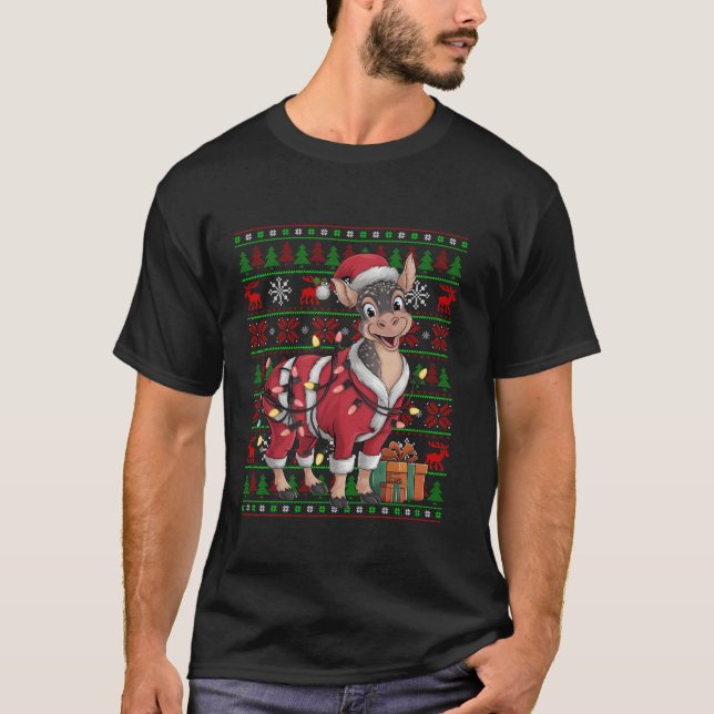 Camiseta Xmas de Okapi enciende a Navidades feos de Santa O (Anverso)