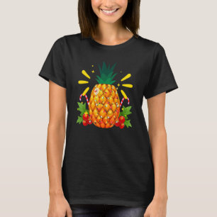 Camiseta Xmas de piña tropical ilumina a Navidades de veran