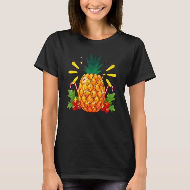 Camiseta Xmas de piña tropical ilumina a Navidades de veran (Anverso)
