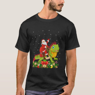 Camiseta Xmas Decor Luces Funny Santa Riding Iguana Christ