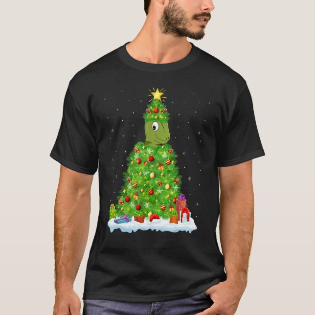 Camiseta Xmas Decorations Lights Santa Chameleon Christmas  (Anverso)