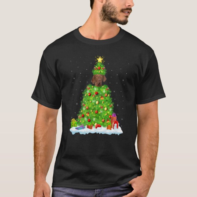 Camiseta Xmas Decorations Lights Santa Coonhound Dog Christ (Anverso)