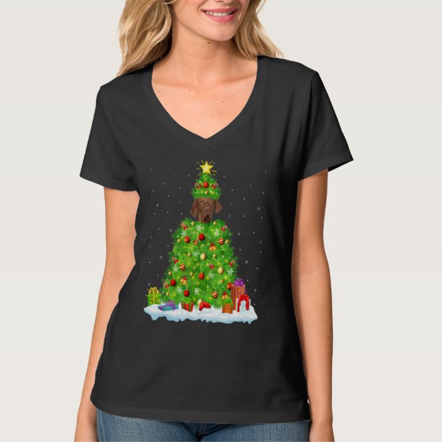 Camiseta Xmas Decorations Lights Santa Coonhound Dog Christ (Anverso)