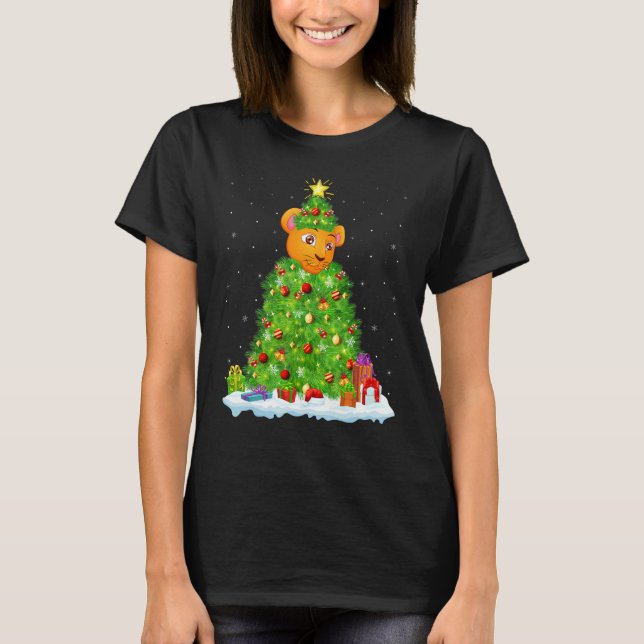 Camiseta Xmas Decorations Lights Santa Cougar Christmas Tre (Anverso)